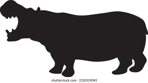 Hippopotamus Silhouette Black And White