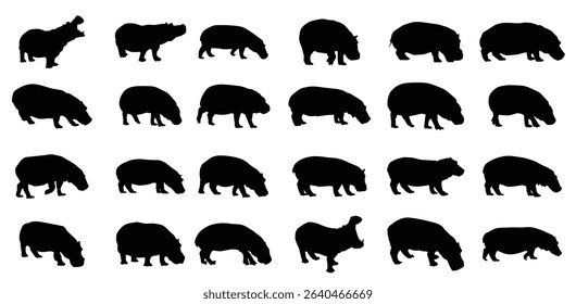 hippopotamus silhouette design vector template
