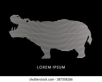 Hippopotamus silhouette, designed using line brush graphic vector.
