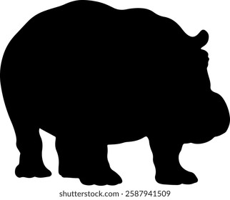 Hippopotamus silhouette illustration vector design.