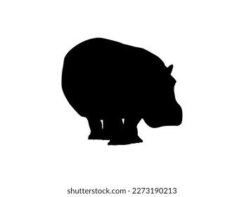 Hippopotamus Silhouette for Logo, Art Illustration, Icon, Symbol, Pictogram or Graphic Design Element. Vector Illustration