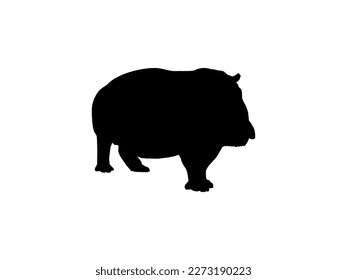 Hippopotamus Silhouette for Logo, Art Illustration, Icon, Symbol, Pictogram or Graphic Design Element. Vector Illustration