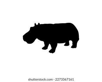 Hippopotamus Silhouette for Logo, Art Illustration, Icon, Symbol, Pictogram or Graphic Design Element. Vector Illustration