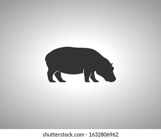 Hippopotamus Silhouette on White Background. Isolated Vector Hippo Animal Template for Logo Company, Icon, Symbol etc