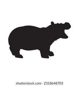 hippopotamus silhouette set collection isolated black on white background vector illustration