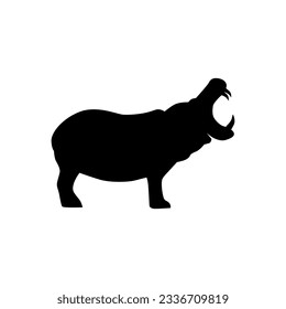hippopotamus silhouette vector icon template
