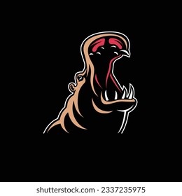 Hippopotamus Silhouette Vector, Retro Logo, Vintage, Hippopotamus Head, Minimalism, Hippopotamus Line Art, E-Sport Logo, Hippopotamus Illustration