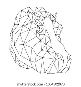 Hippopotamus. Sketch for anti-stress adult coloring page. Polygonal stylization. Vector illustration.