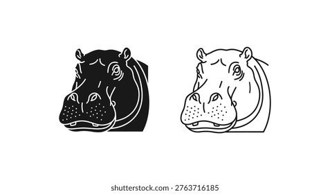 Hippopotamus Species Comparison Guide Vector