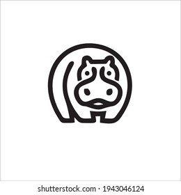 Hippopotamus Symbol Logo. Tattoo Design. Vector Illustration.