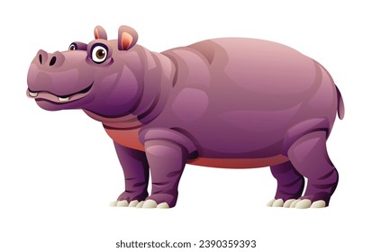 Hippopotamus vector cartoon illustration isolated on white background