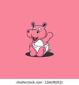 hippopotamus vector graphich logo