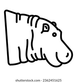 Hippopotamus Vector Icon, Lineal style icon, from Animal Head icons collection, isolated on white Background.