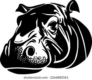 Hippopotamus, vector illustration, black color