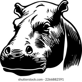 Hippopotamus, vector illustration, black color