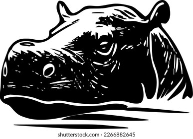 Hippopotamus, vector illustration, black color