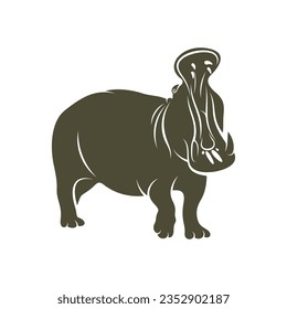 Hippopotamus vector illustration design. Hippopotamus logo design Template.