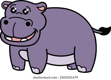 Hippopotamus Vector Illustration with Friendly Expression and Smooth Features