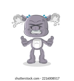 the hippopotamus very angry mascot. cartoon vector