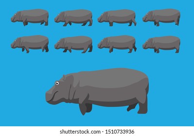 Hippopotamus Walking Animation Cartoon Vector Illustration