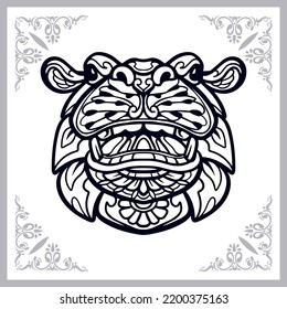 Hippopotamus zentangle arts isolated on white background