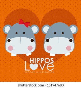 hippos design over dotted background vector illustration  