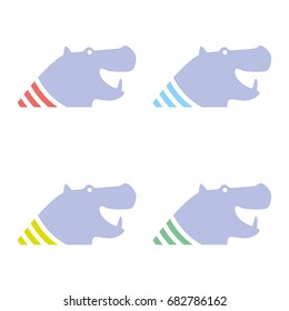 hippos dressed in colored T-shirt used for example as a pattern