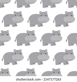 Hippos seamless pattern. Vector illustration in a flat style. Eps 10