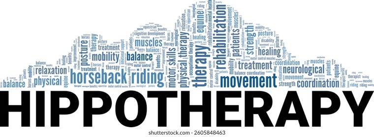 Hippotherapy word cloud conceptual design isolated on white background.