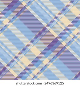 Hippy check texture pattern, checkered textile background fabric. Customized vector tartan seamless plaid in light and blue colors palette.