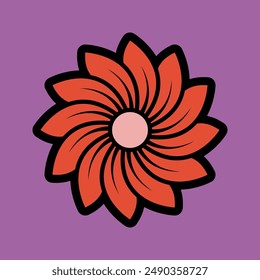 Hippy groovy daisy flowers retro style Illustration