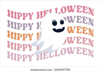 Hippy helloween , Hippie halloween , halloween  design bundle, Retro halloween , happy vector, pumpkin, witch, spooky, ghost, funny halloween t-shirt quotes Bundle, Cut File Cricut