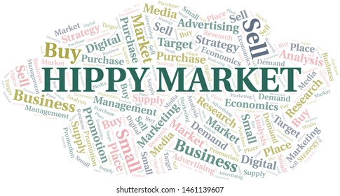 Hippy Market word cloud. Vector made with text only