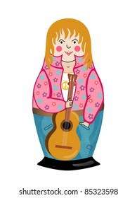 Hippy. Nesting doll on a white background.