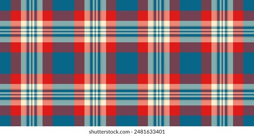 Hippy plaid textile check, countryside pattern background seamless. Collage fabric texture vector tartan in red and pastel colors palette.