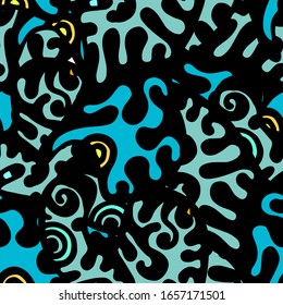 Impresión Hippy. Diseño moderno sin inconvenientes.  Color, Mano de Diversión Multicolor Dibujada. Collage lineal. Arte de la calle Bizarre. Estilo creativo y moderno. Resumen, Forma de contraste. Fondo del Vector Loco de Doodle.

