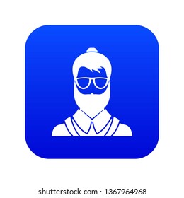 Hipsster man icon digital blue for any design isolated on white vector illustration