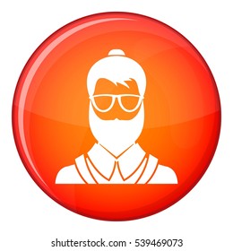 Hipsster man icon in red circle isolated on white background vector illustration