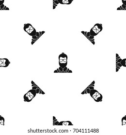 Hipsster man pattern repeat seamless in black color for any design. Vector geometric illustration