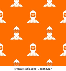 Hipsster man pattern repeat seamless in orange color for any design. Vector geometric illustration