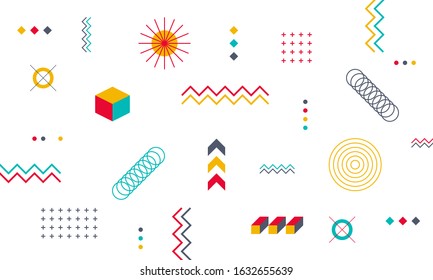 Hipster Abstract Pattern every day combines geometry, Bauhaus, modern, shapes, graphic design, suitable for corporate identity, invitation, paper, stationery, banner, packaging, holiday.