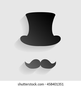 Hipster accessories design. Black paper with shadow on gray background.