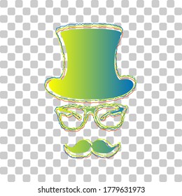Hipster accessories design. Blue to green gradient Icon with Four Roughen Contours on stylish transparent Background. Illustration.