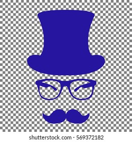 Hipster accessories design. Blue icon on transparent background.