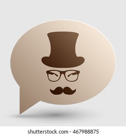 Hipster accessories design. Brown gradient icon on bubble with shadow.