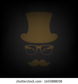 Hipster accessories design. Icon as grid of small orange light bulb in darkness. Illustration.