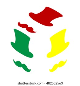 Hipster accessories design. Isometric style of red, green and yellow icon.