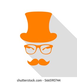 Hipster accessories design. Orange icon with flat style shadow path.