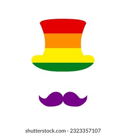 Hipster accessories design. Rainbow gay LGBT rights colored Icon at white Background. Illustration.