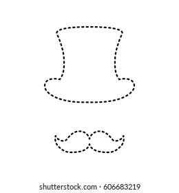 Hipster accessories design. Vector. Black dashed icon on white background. Isolated.